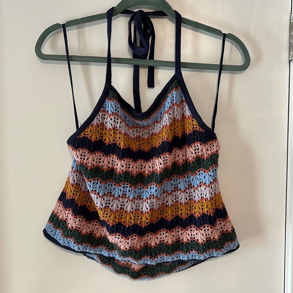 American Eagle Colorful Crochet Halter Top